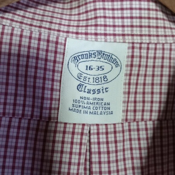 Brooks Brothers Classic Mens Long Sleeve Button-up Supima Cotton Shirt Red 16-35 - Picture 4 of 11